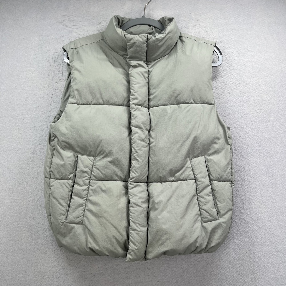 Zara Vest Youth 13-14 Gray Puffer Full Zip Snap‎ Mock Neck Quilted Winter Gilet